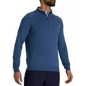 NWT FOOTJOY 4Way Stretch Drirelease Wool ½ Zip Ultra Soft Golf Sweater Blue $145